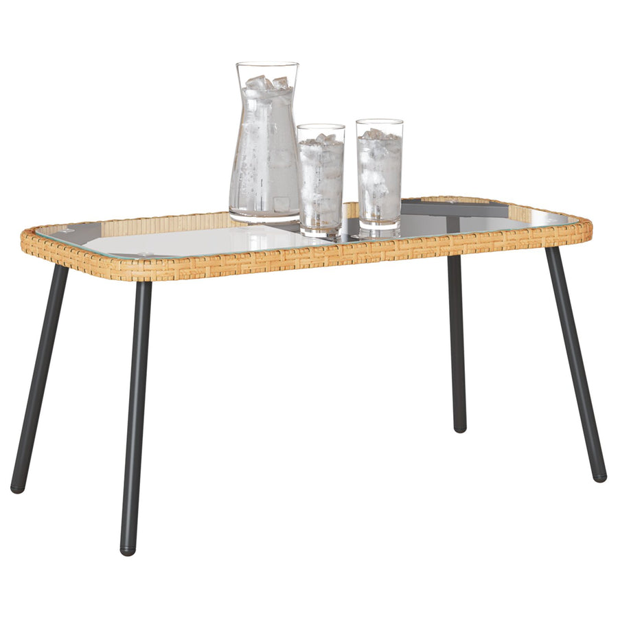 Salontafel 90X45X42 Cm Poly Rattan Natuurlijk