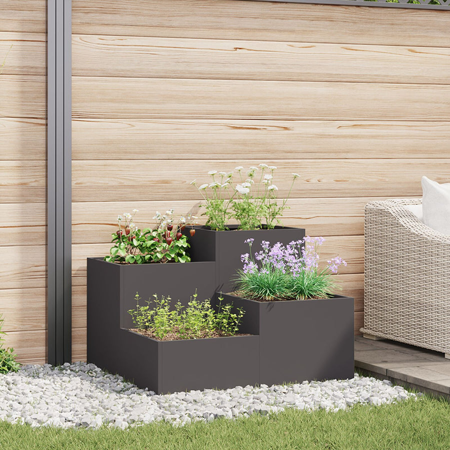 Tuinplantbak Staal Zwart 100 x 100 x 60 cm