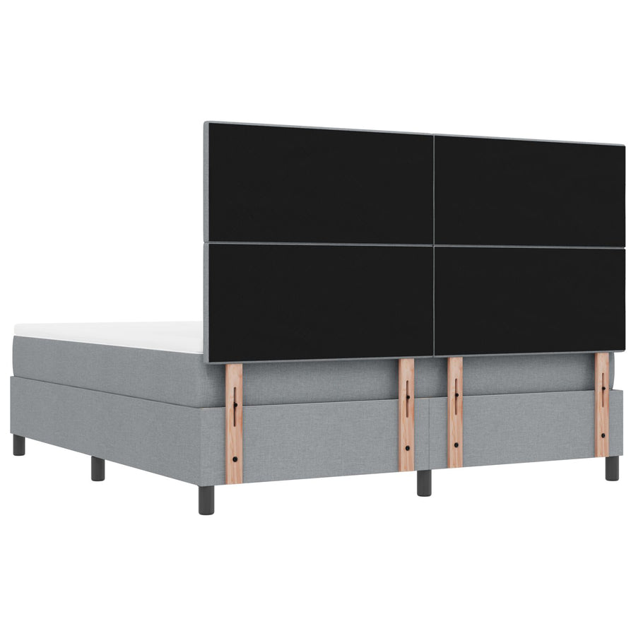 Boxspring Bed Met Matras & Bank Stof Licht Grijs 180 x 200 cm Knop tufted