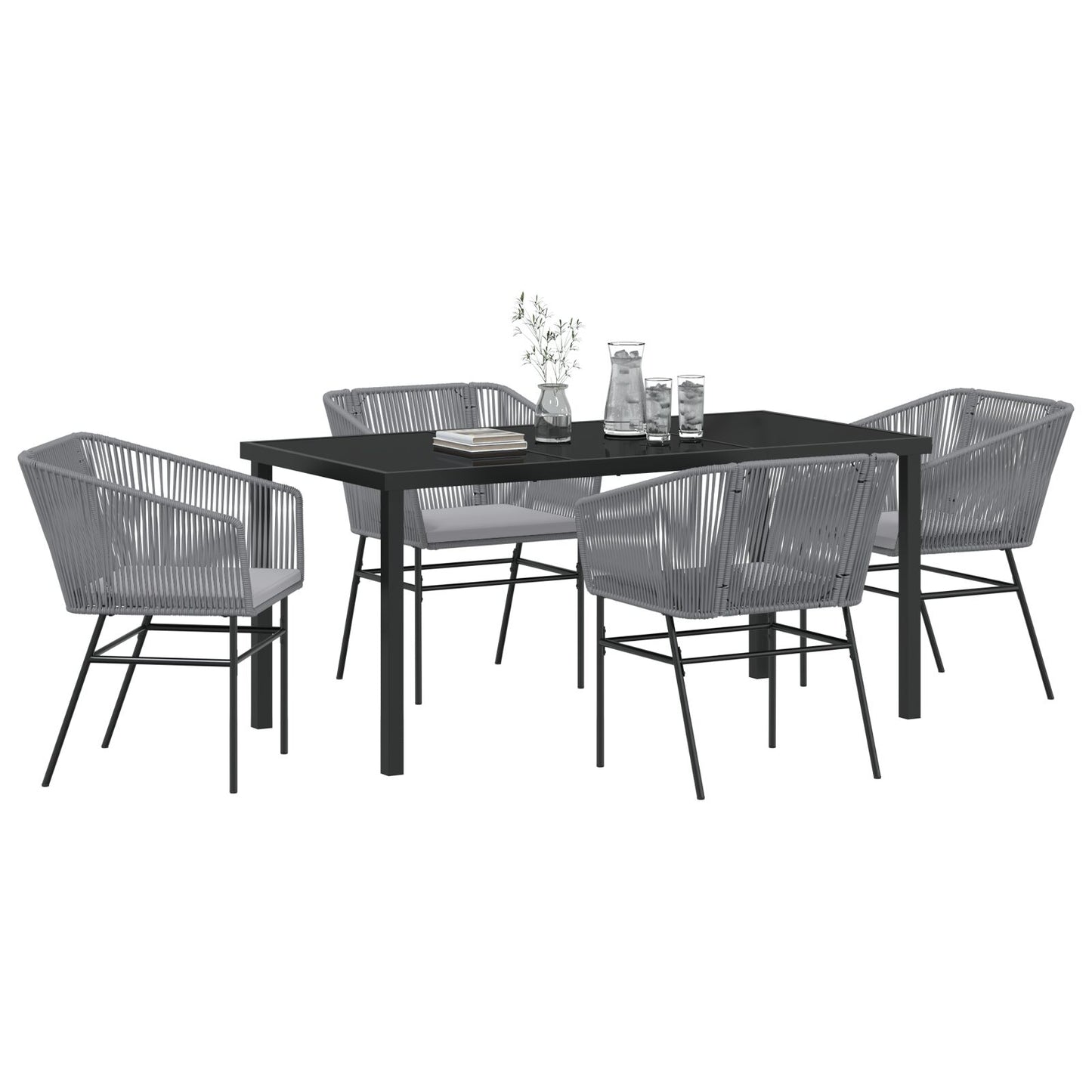 Set Van 3 Grijs Pe Rattan, Gepoeerd Staal Standaard Duurzaam