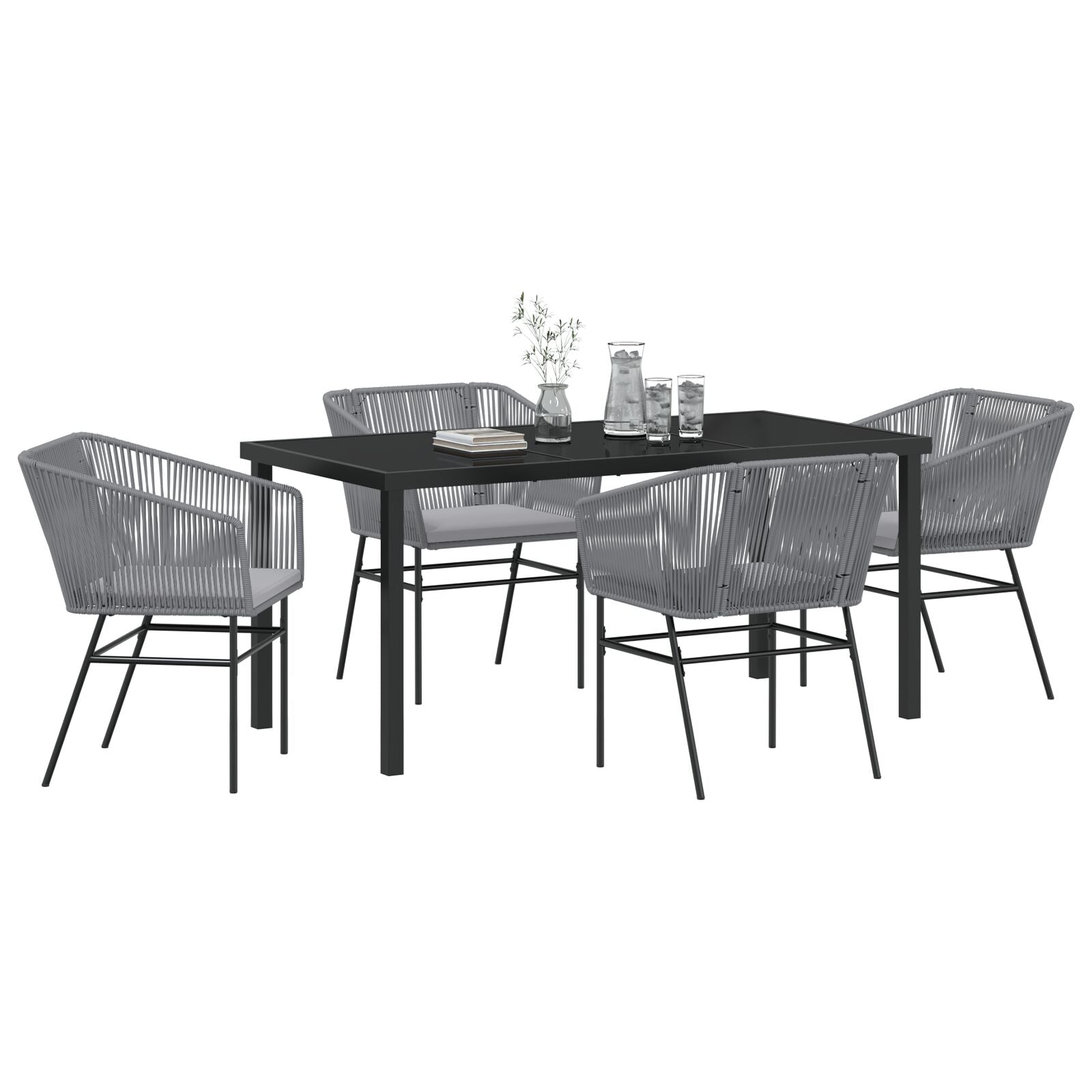 Set Van 3 Grijs Pe Rattan, Gepoeerd Staal Standaard Duurzaam
