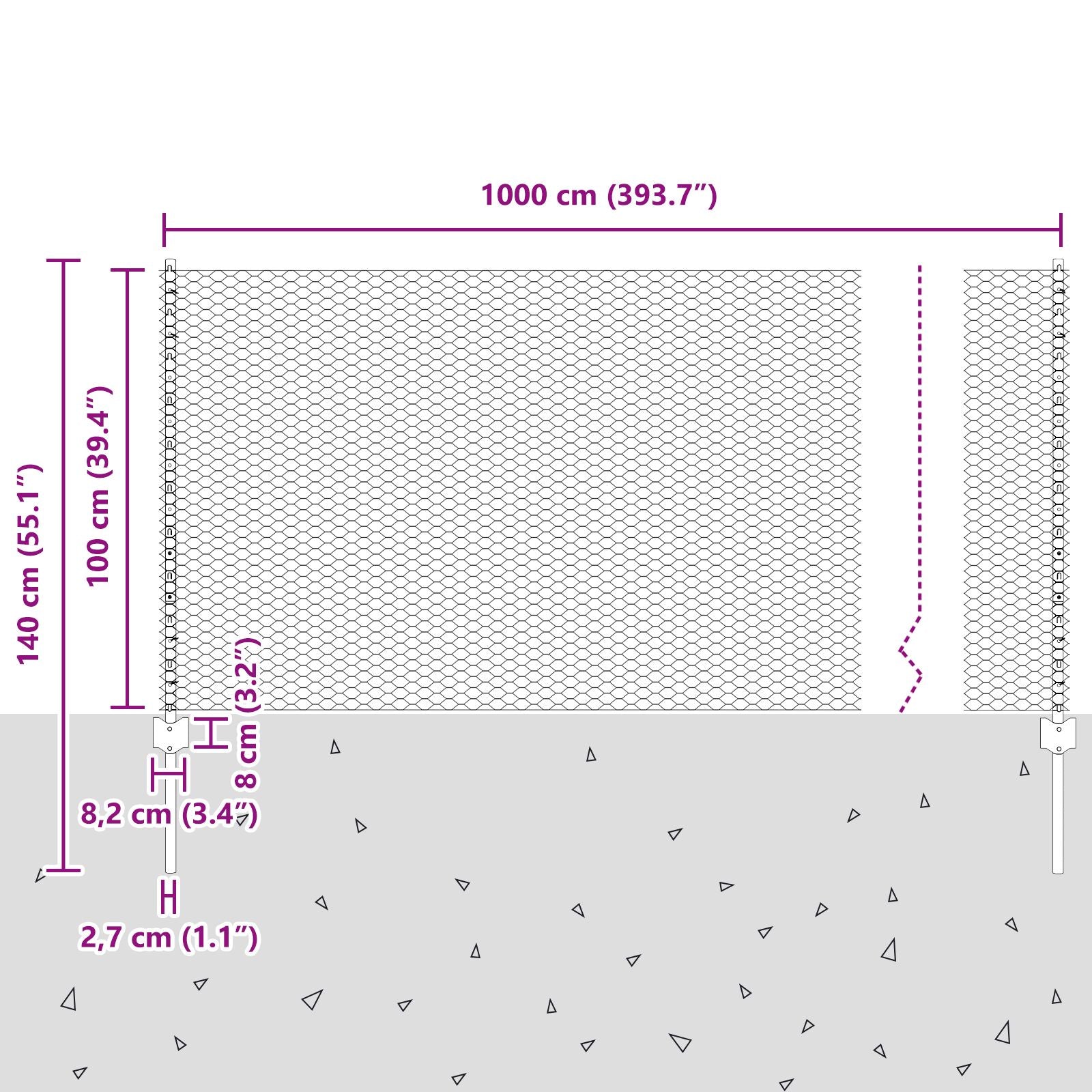 Fence Posts 10 Stuks U-Channel 100 Cm Gegalvaniseerd Staal,  Hexagon Fence 1X10 M Gegalvaniseerd Staal