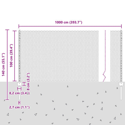 Fence Posts 10 Stuks U-Channel 100 Cm Gegalvaniseerd Staal,  Hexagon Fence 1X10 M Gegalvaniseerd Staal