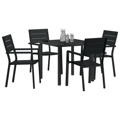5-Delige Tuin Eetset Zwart Hdpe