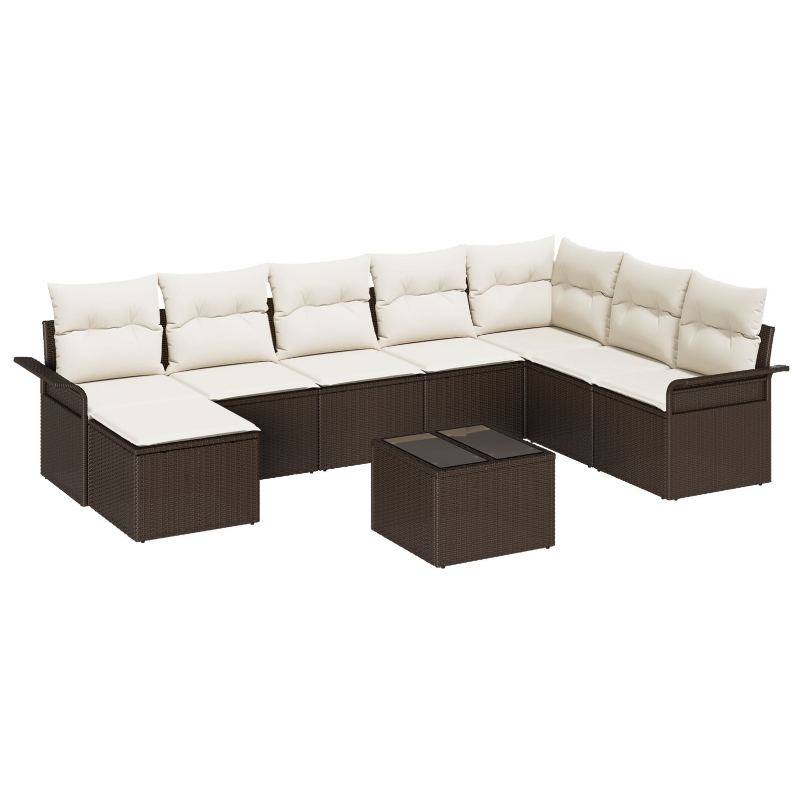 8-Delige Tuinsofa Set Met Kussens Grijs Poly Rattan
