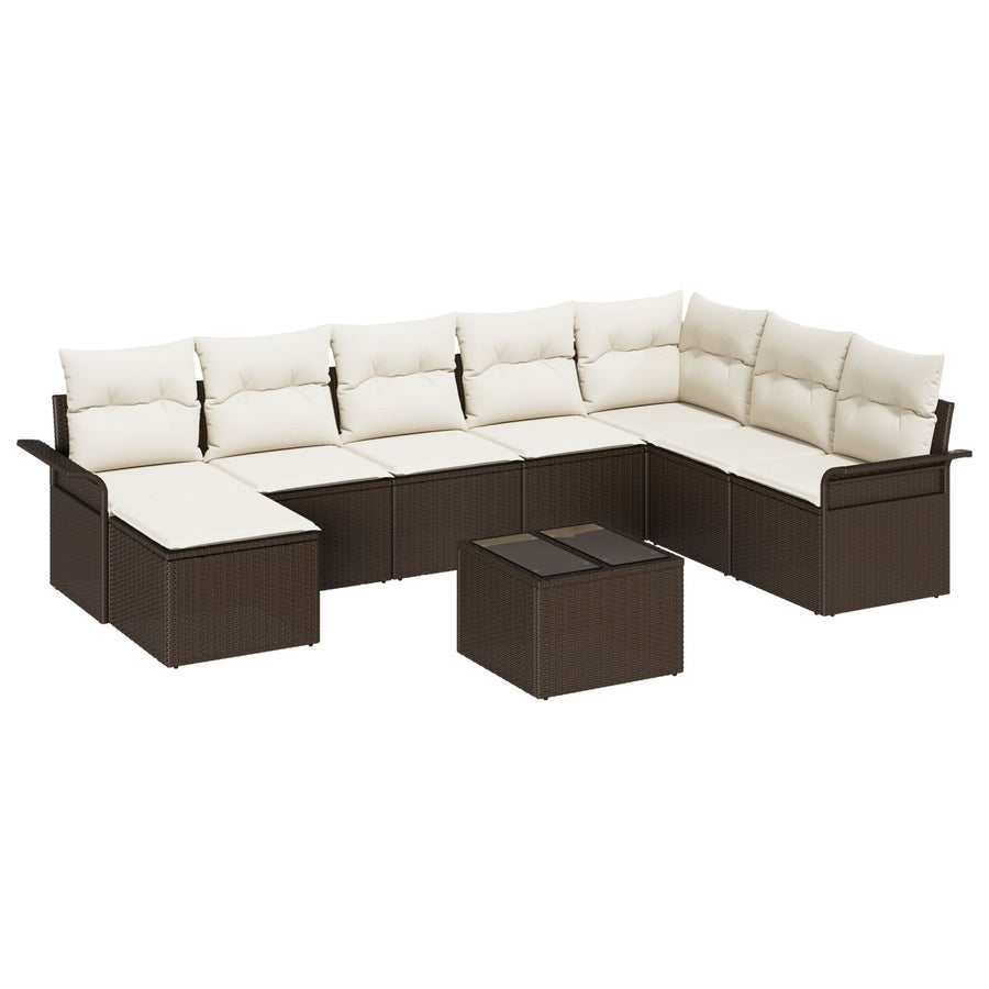 8-Delige Tuinsofa Set Met Kussens Grijs Poly Rattan