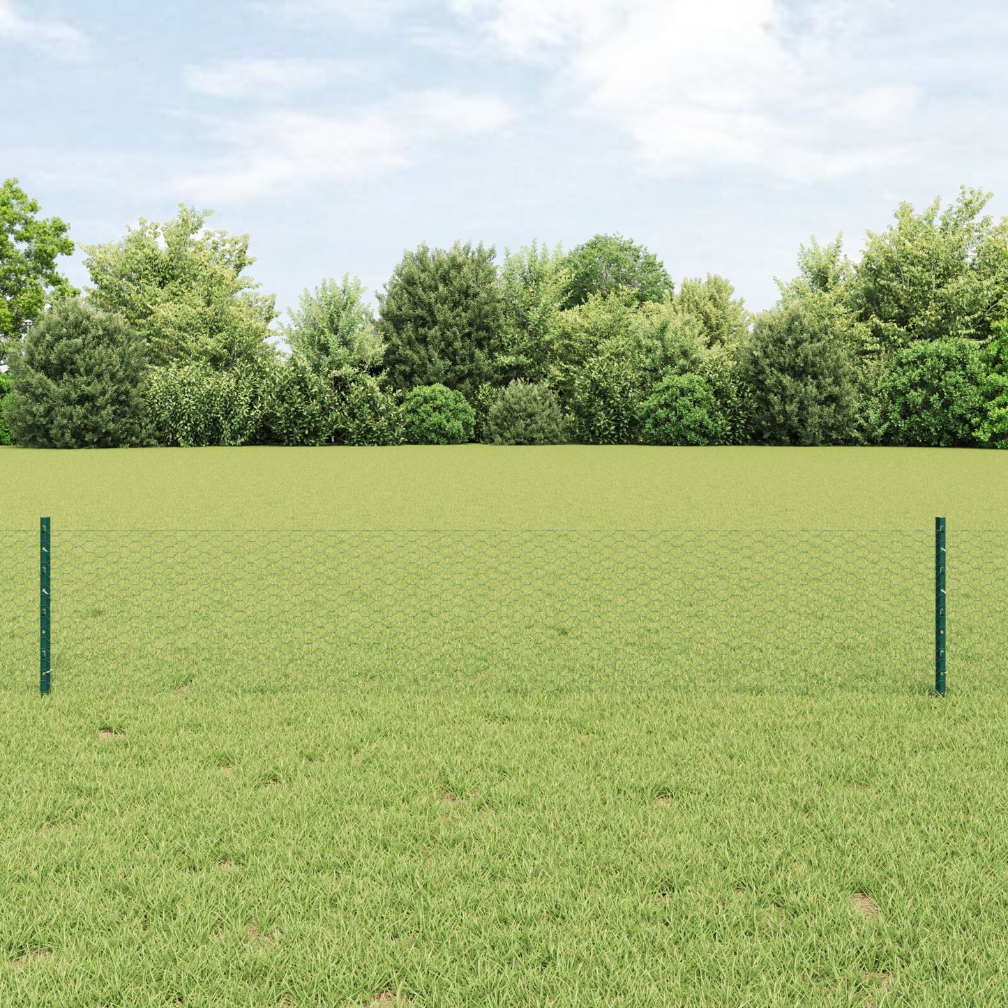 Fence Palen 5 Stuks U-Channel Groen 40 Cm Staal,  Hexagon Fence Groen 0.4X10 M Staal