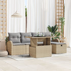 Tuinset poly riet 5 personen beige met opbergruimte