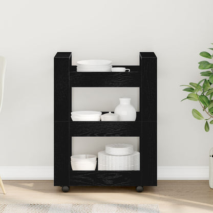 Keuken Trolley 60X45X80 Cm Samengesteld Hout Zwart eiken