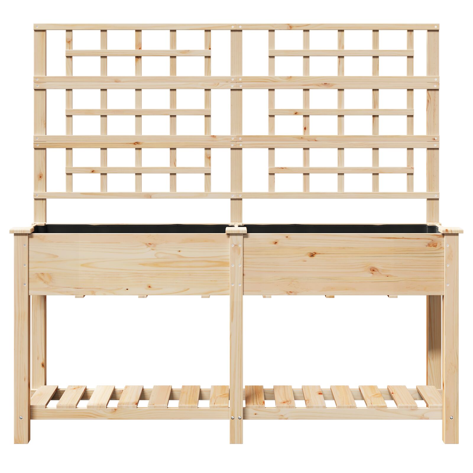 Tuinbak Met Trellis En Plank 161X43X152 Cm Massief Grenenhout 161 x 46 x 152.5 cm