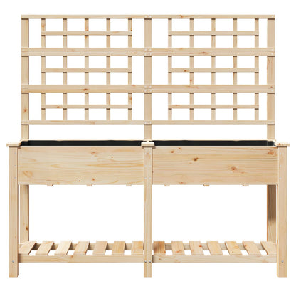 Tuinbak Met Trellis En Plank 161X43X152 Cm Massief Grenenhout 161 x 46 x 152.5 cm