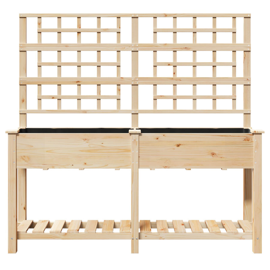Tuinbak Met Trellis En Plank 161X43X152 Cm Massief Grenenhout 161 x 46 x 152.5 cm