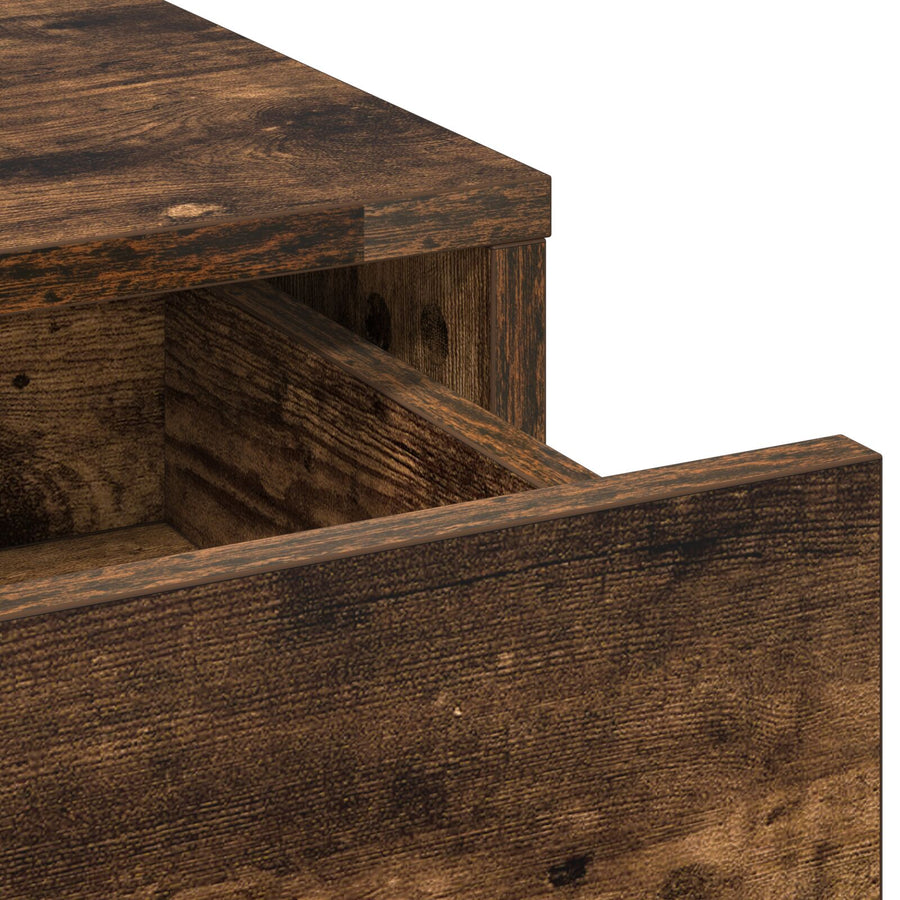 3-Delige Kaptafelset Met Led, Gerookt Eiken Hout