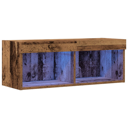 Tv Wandkast Met Led Verlichting 1 Oude hout