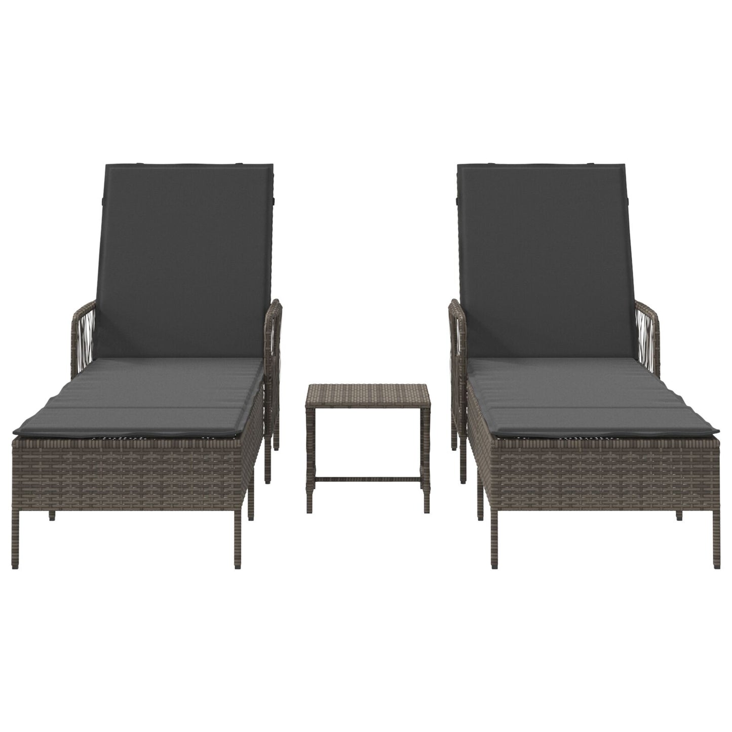Zonnebank Set Set Van 3 Grijs En Donkergrijs Pe Rattan