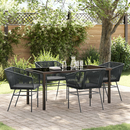 Set Van 3 Zwart Pe Riet, Gepoedercoat Staal Medium