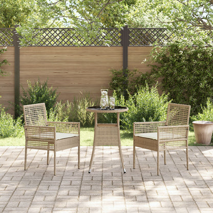 3 Delige Tuin Eet Set Beige Poly Rattan