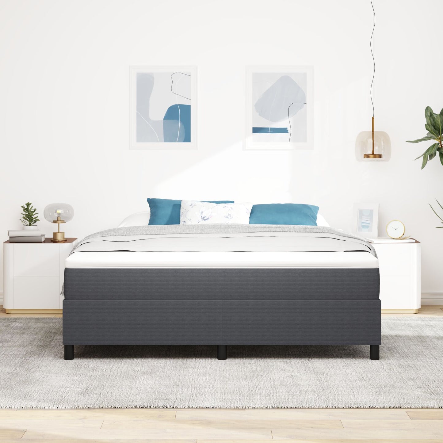 Boxspringbed Met Matras Donkergrijs Super King Corduroy Stof