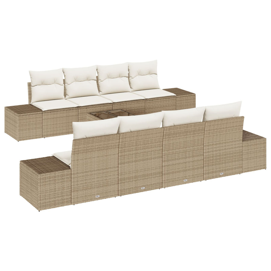 9-Delige Tuin Sofa Set Met Kussens Beige Poly Rattan