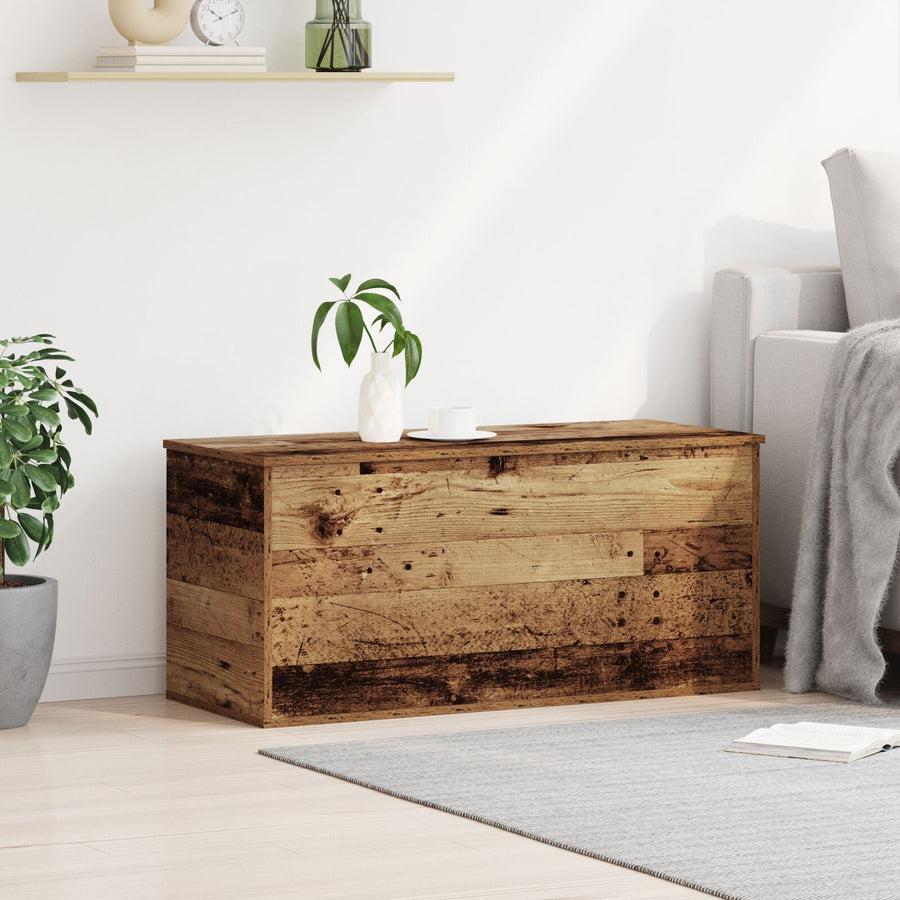 Opbergdoos Met Deksel Oude Hout 100X42X46 Cm Geengineerd Hout