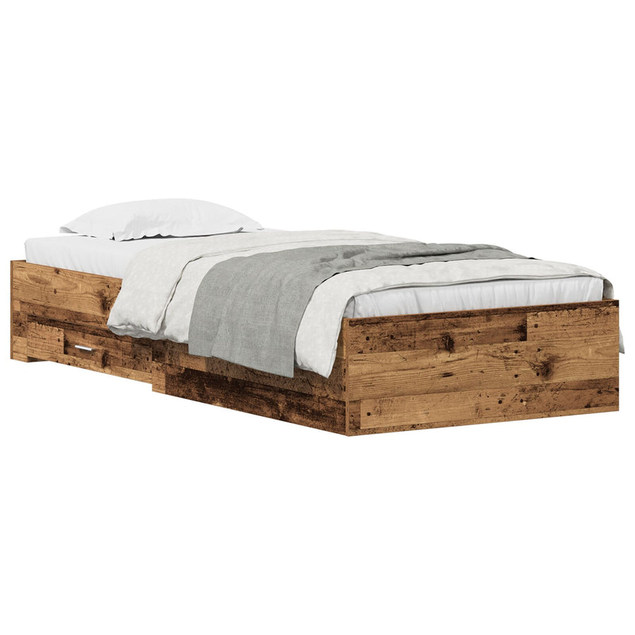 Bed Frame Oude Hout 90X200 Cm Engineered Hout Ambachtelijk Eiken
