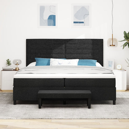 Boxspring Bed Met Matras & Bank Stof Zwart 200 x 200 cm Lijnen ontwerp