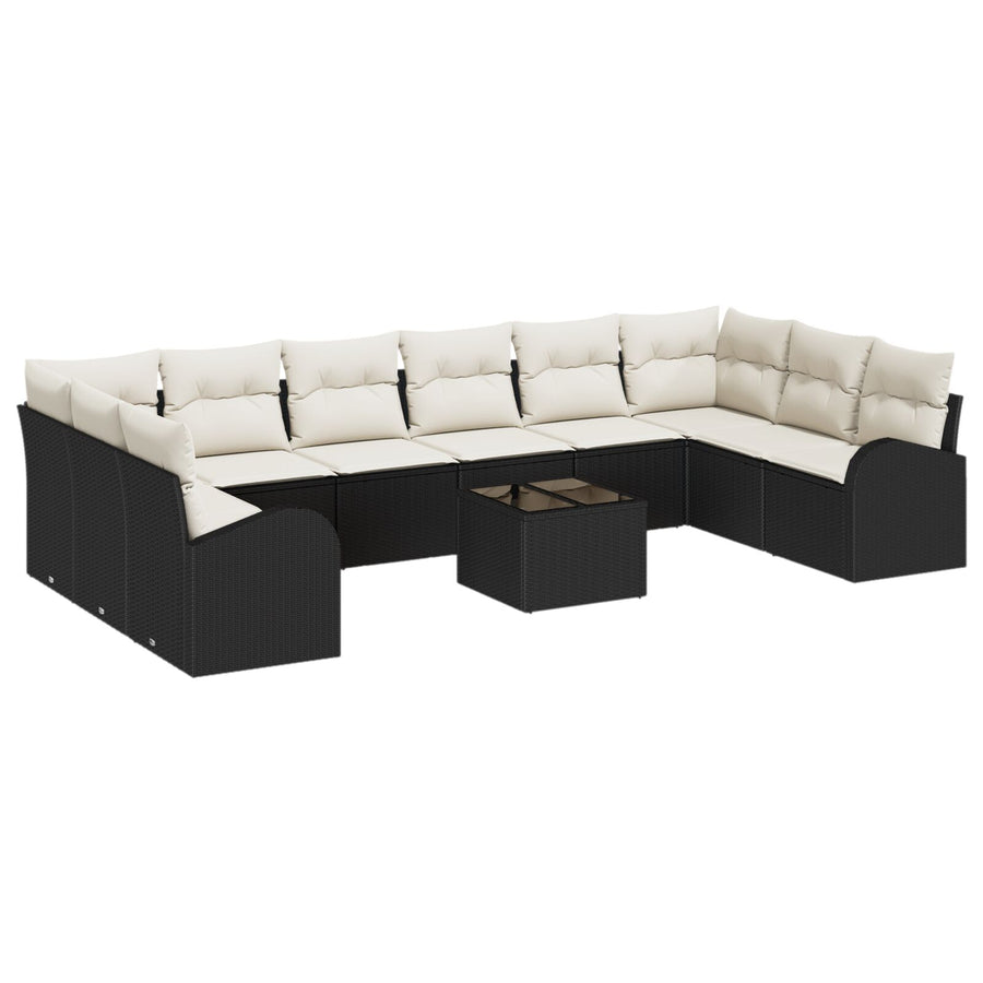 10-Delige Tuin Sofa Set Met Kussens Bruin Poly Rattan