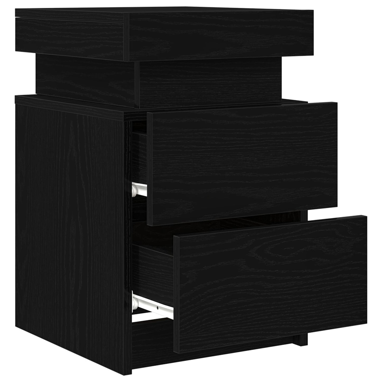 Nachtkastje Met Led-Verlichting 2 Stuks Zwart Eiken 35X39X55 Cm