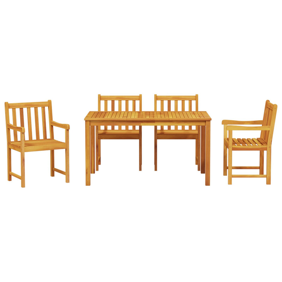 5-Delige Tuintafelset Van Massief Acaciahout 140 cm lange tafel 4-Persoons
