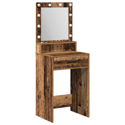 Kaptafel Met Led-Lampen 50 x 41 x 135 cm Oud hout