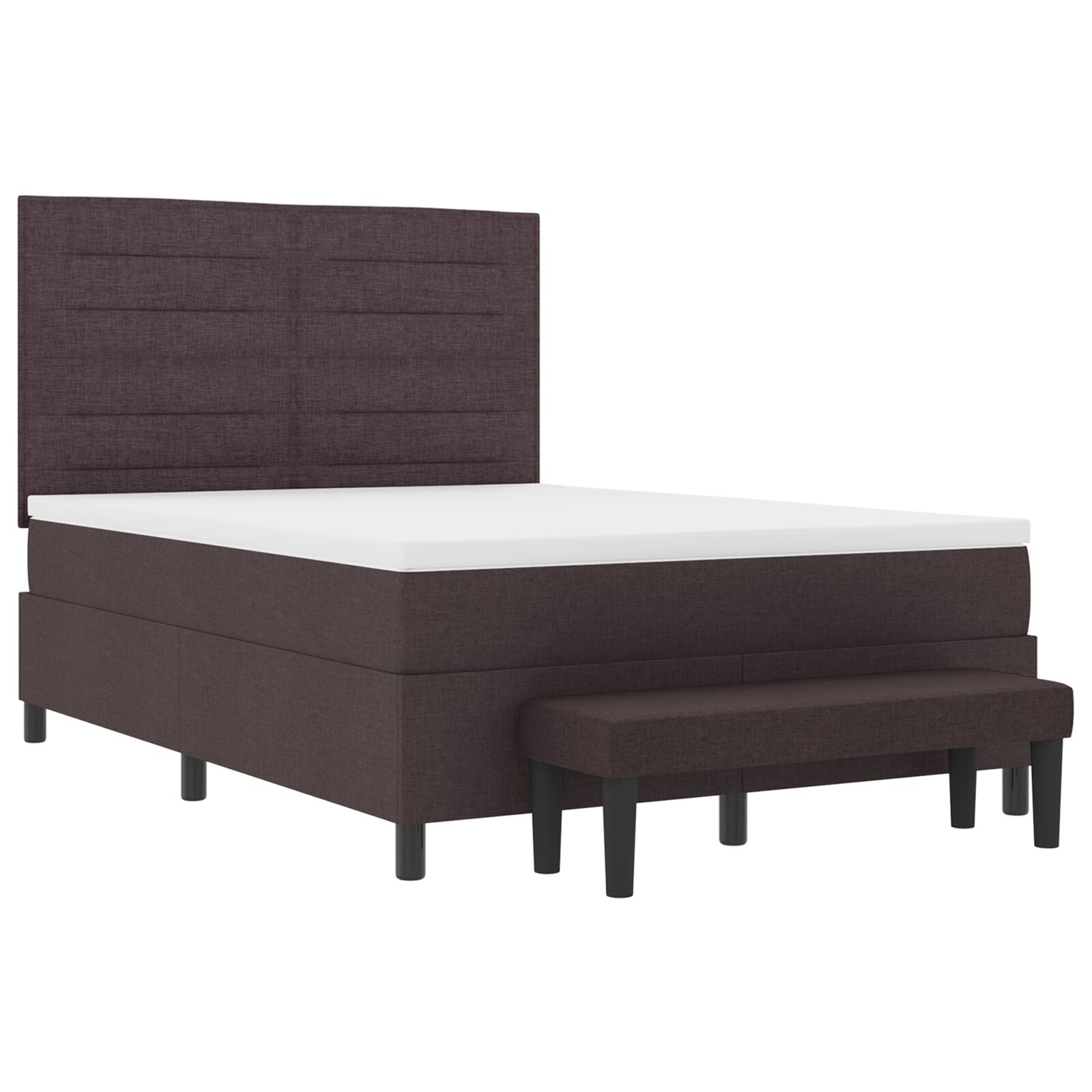Boxspring Bed Met Matras & Bank Donkerbruin 140X190 Cm Stof Zwart