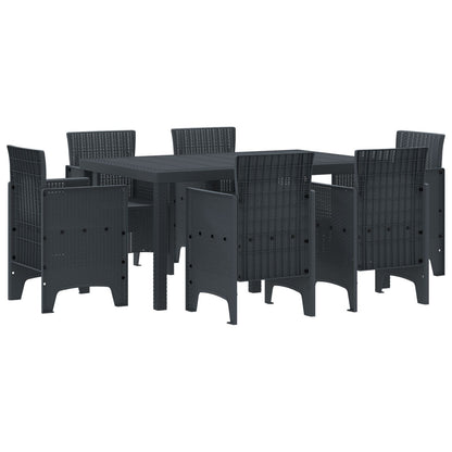 7-Delige Tuin Eettafel Set Antraciet Poly Rattan