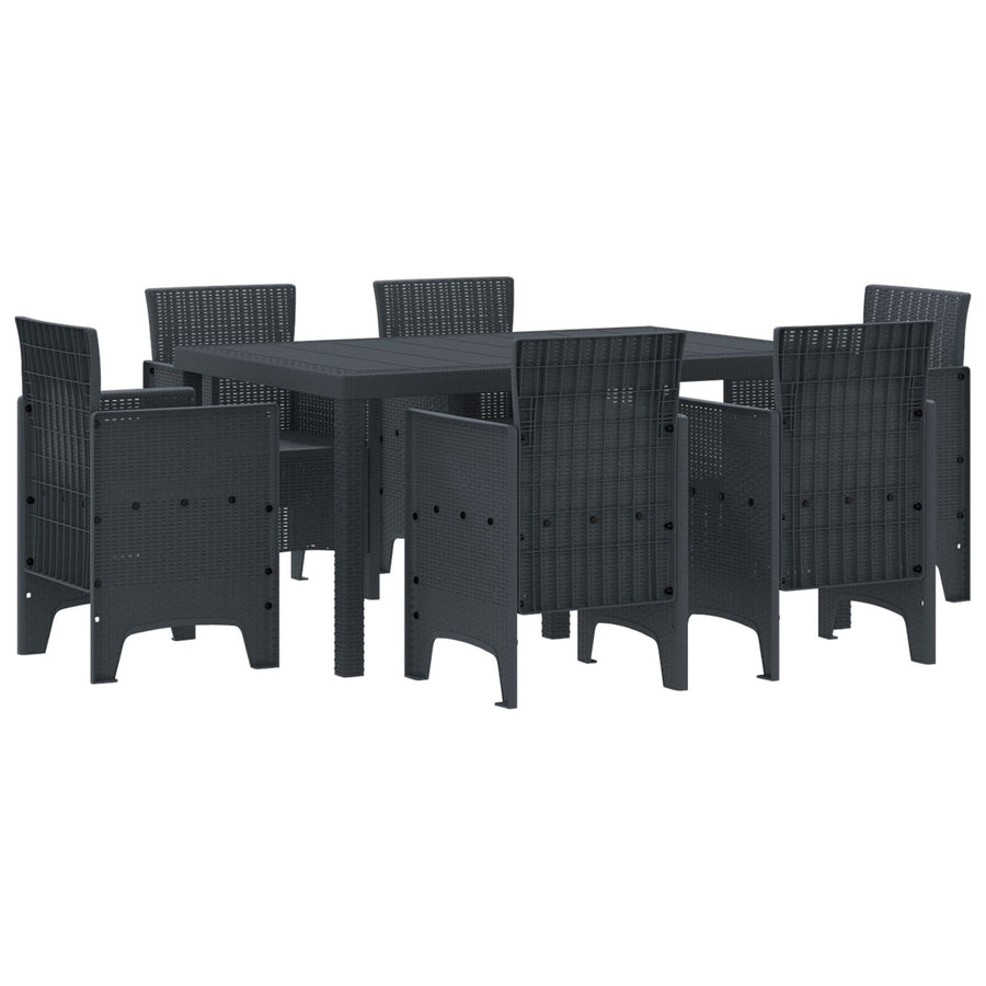 7-Delige Tuin Eettafel Set Antraciet Poly Rattan