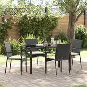 Tuinstoelenset 4 personen poly rattan zwart