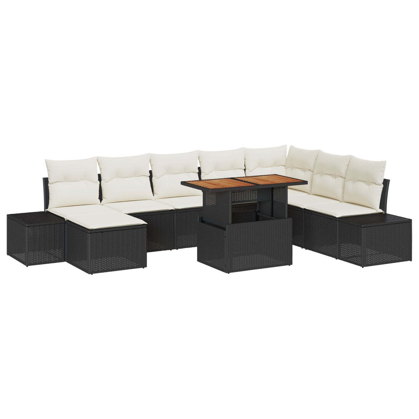 Tuinbank Set Set Van 9 Zwart Rattan Tuin Hoekbank Rechthoekig