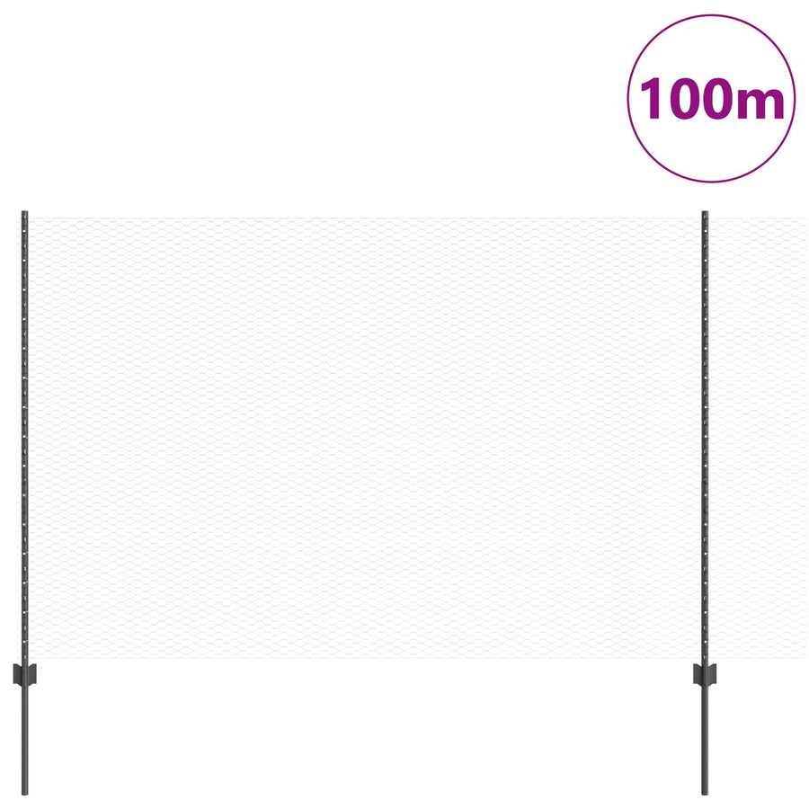 Hekpalen 22 Stuks U-Kanaal Grijs 160 Cm Staal,  Hexagon Hek Grijs 1.6X100 M Staal