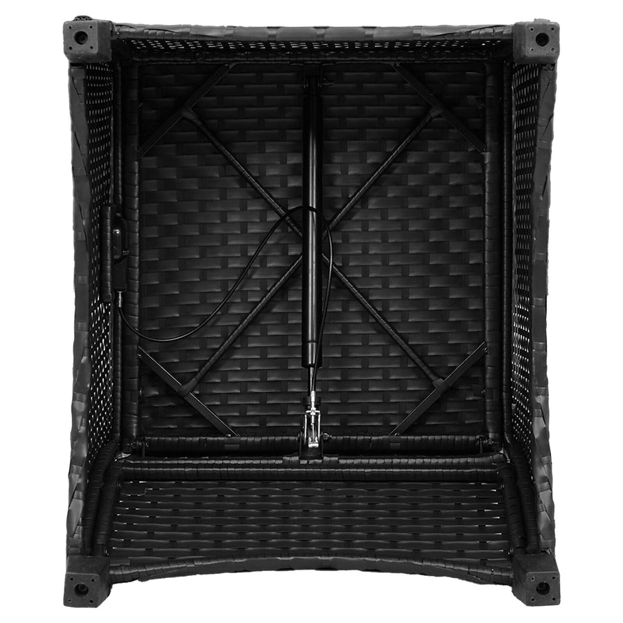 Reclinerstoel Met Kussen Poly Rattan Zwart