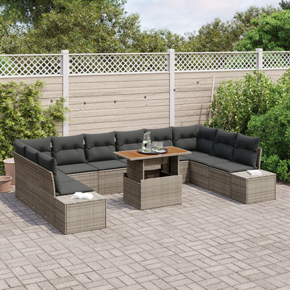 Tuinbank Set Set Van 11 Grijs, Donker Grijs Rattan, Polyester