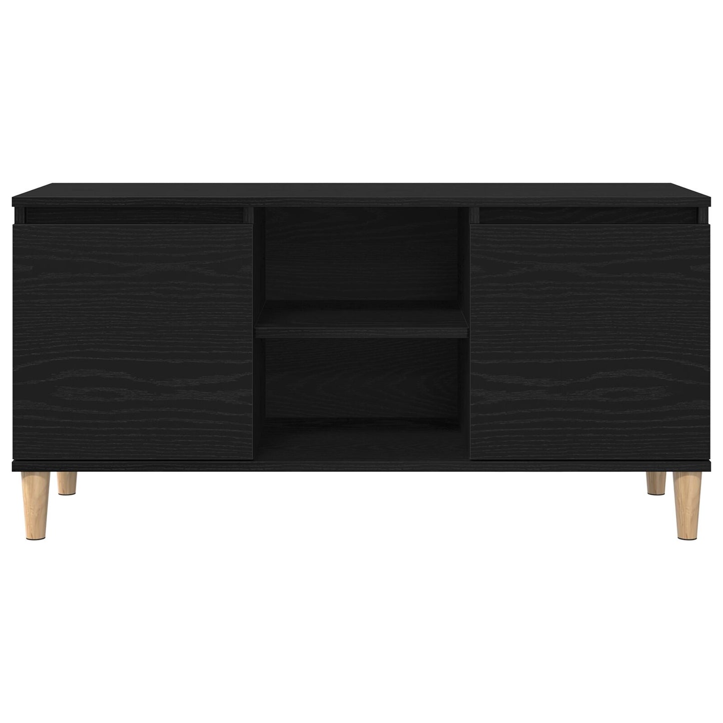 Tv Meubel Met Houten Poot 102X35X50 Cm Zwart eiken