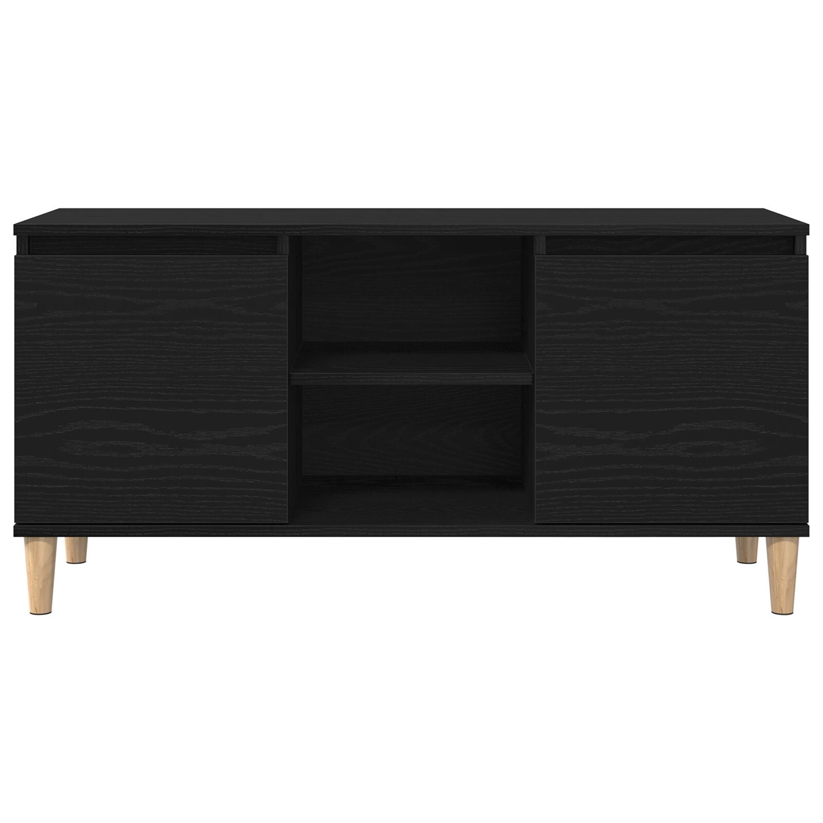 Tv Meubel Met Houten Poot 102X35X50 Cm Zwart eiken