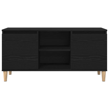 Tv Meubel Met Houten Poot 102X35X50 Cm Zwart eiken