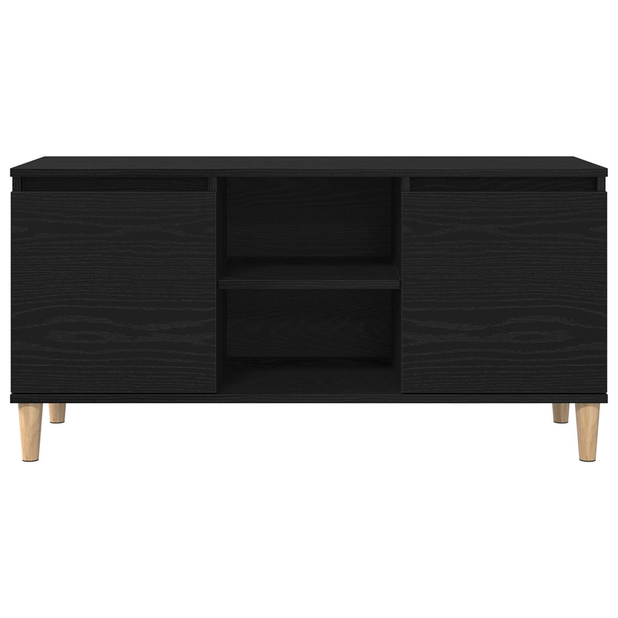 Tv Meubel Met Houten Poot 102X35X50 Cm Zwart eiken
