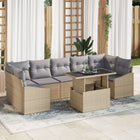 Garden Sofa Set with storage 8 pcs Beige Poly Rattan