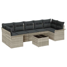 Tuinset poly rattan 8-delig lichtgrijs
