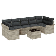 Tuinset poly rattan 8-delig lichtgrijs