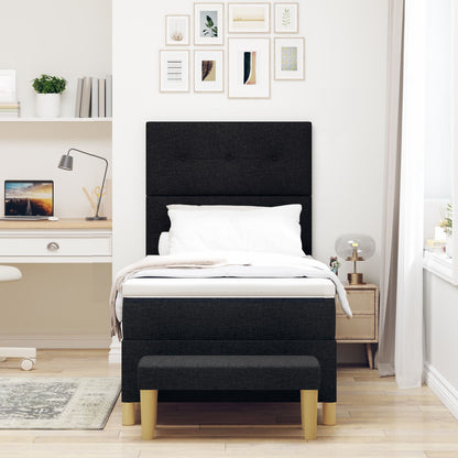 Boxspringbed Met Matras En Bank Stof Zwart 90 x 200 cm Knoop-gemoffeld