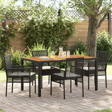 5-Delige Tuindining Set Met Kussens Zwart Poly Rattan