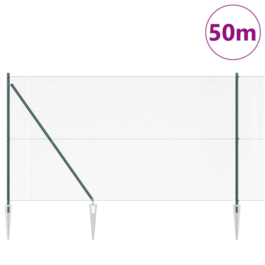 Gelaste Tralieshek Met 13 Spijkerposts Groen 1.5X50 M Staal Gegalvaniseerd Staal