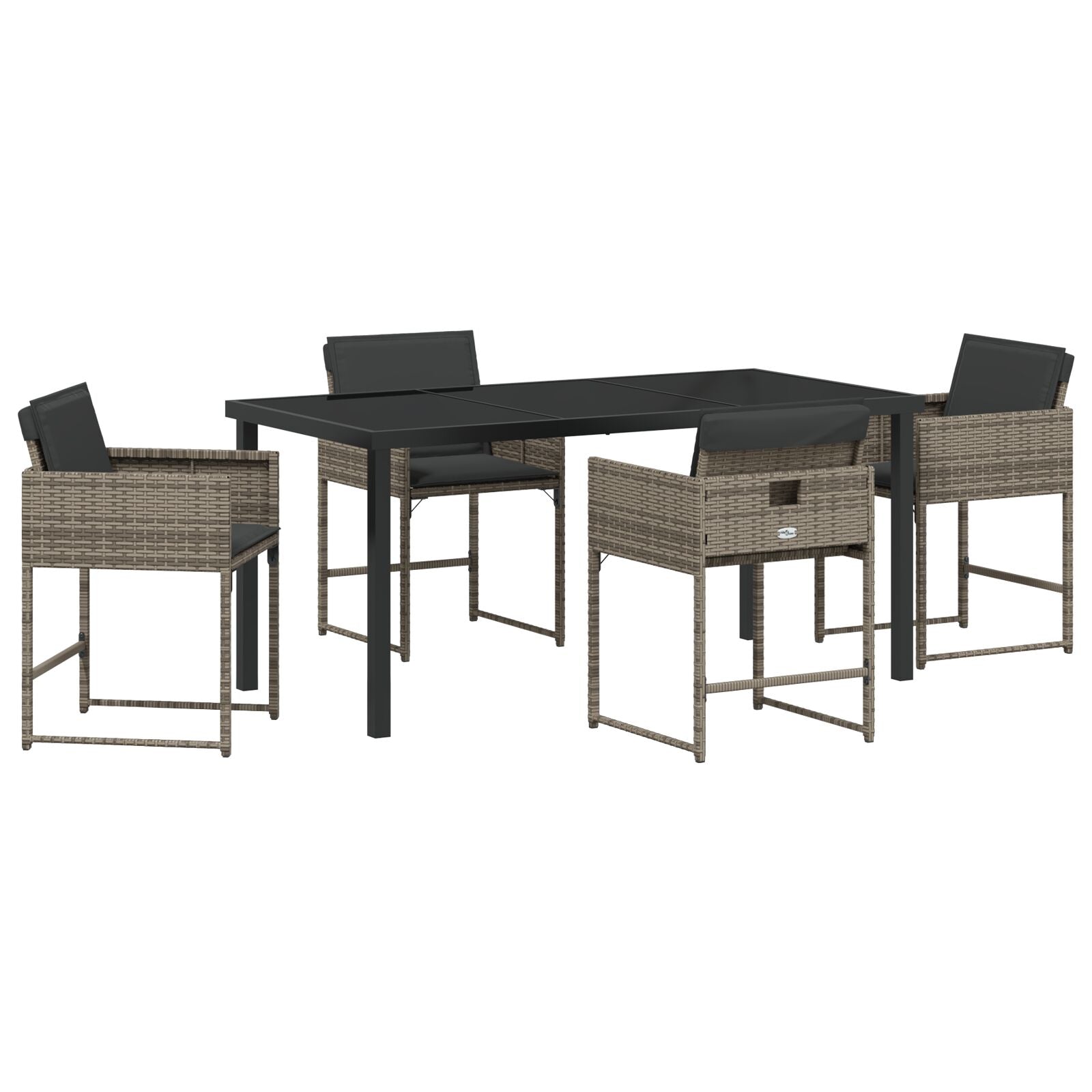 5-Delige Tuindining Set Met Kussens Grijs Poly Rattan