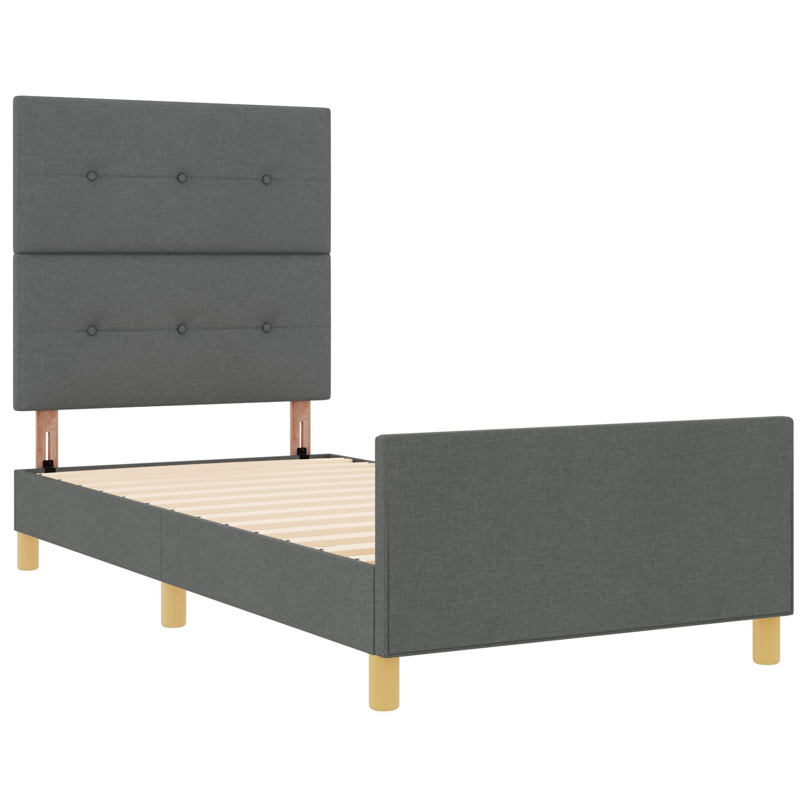 Bed Frame Donkergrijs 90X190 Cm Stof Crème